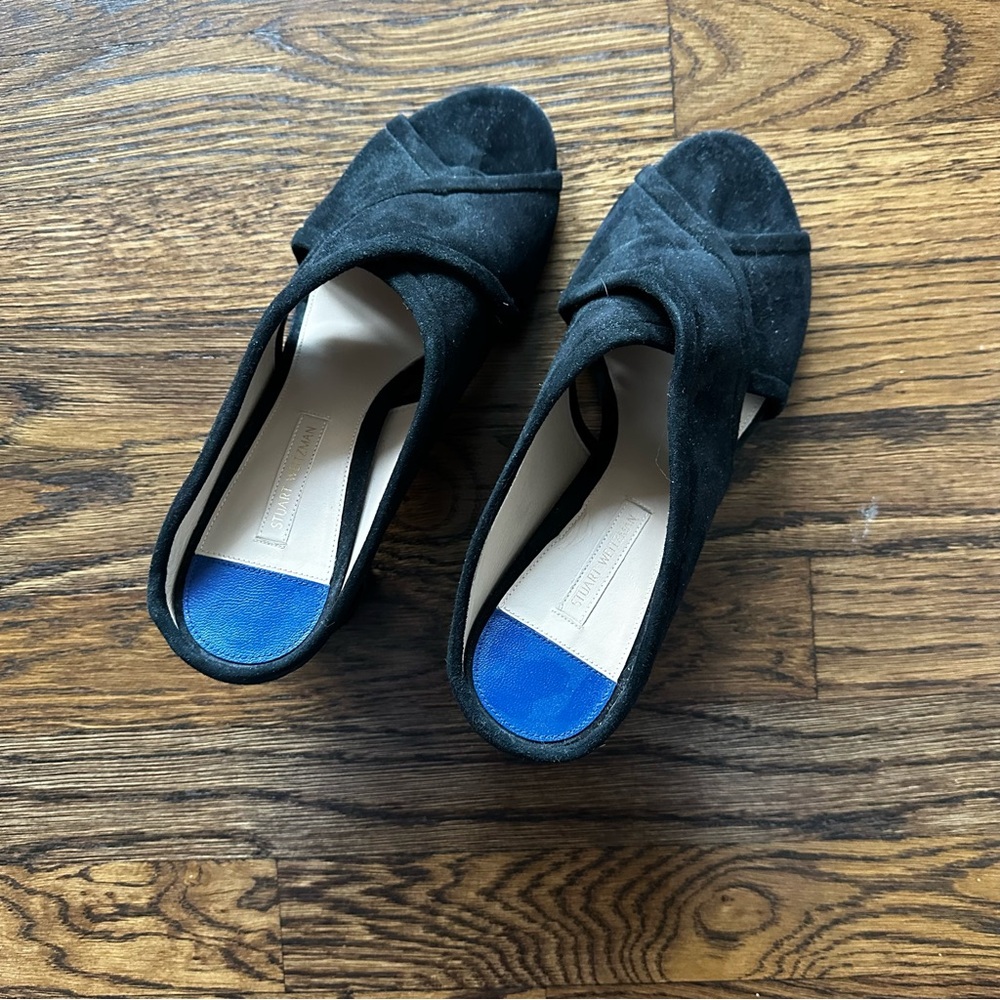 Stuart Weitzman Black Suede Mules - Picture 4 of 16